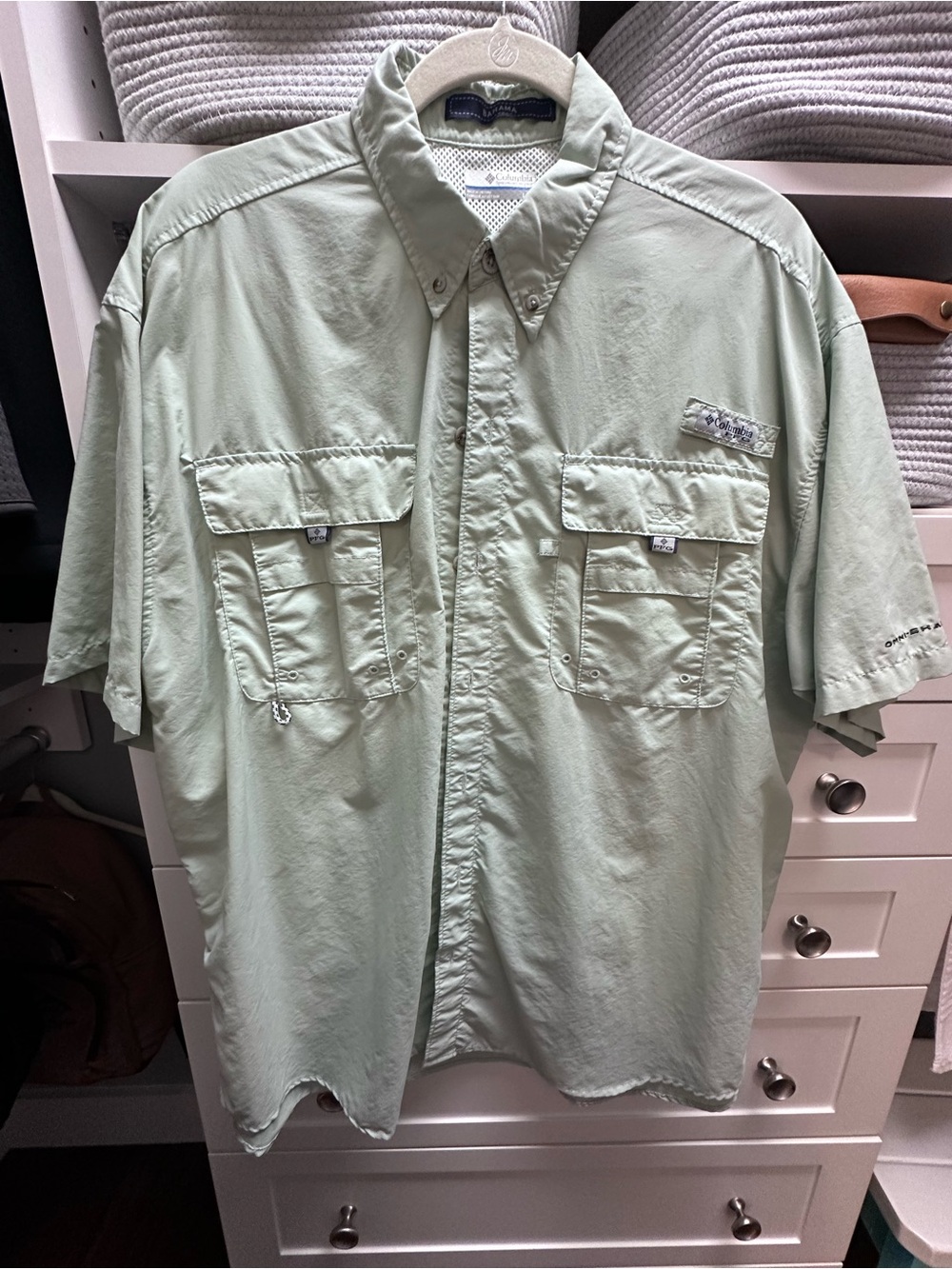 Columbia PFG Short-Sleeve Fishing Shirt - Sage Green